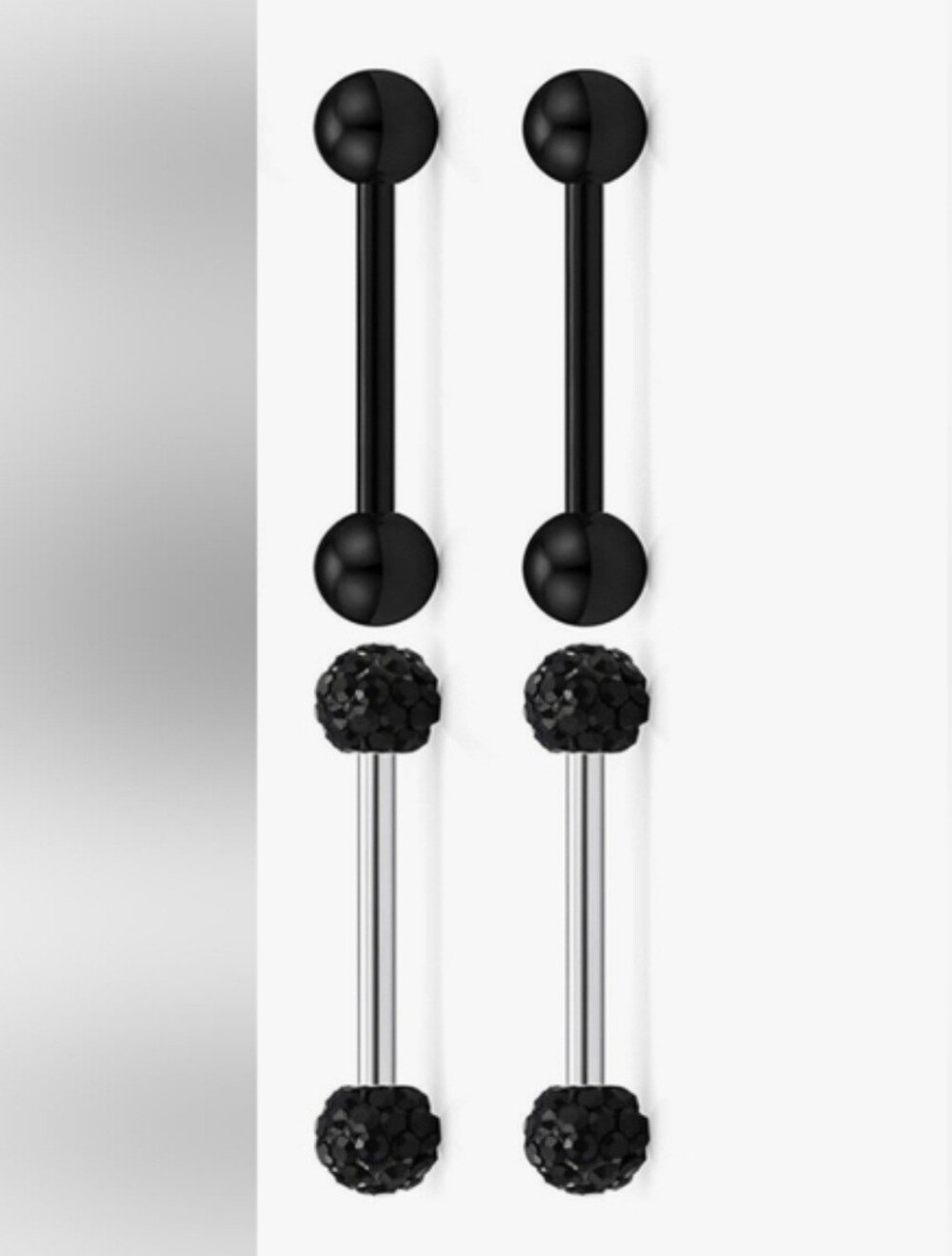 Lot Of 4  Black Tongue Rings 2 With Bling